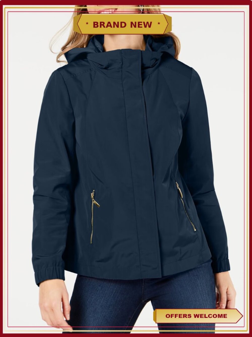 Hooded Raincoat Water Resistant Drawstring Hood L